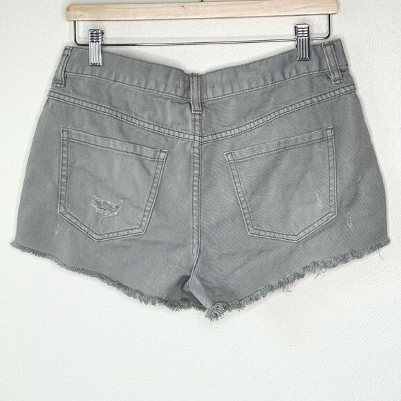 Free People Slate Blue Button Fly Cut Off Shorts - Women’s US 27 - Picture 2 of 10